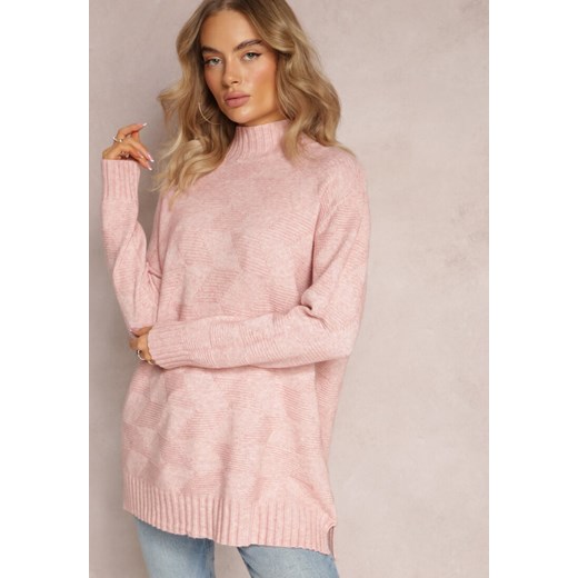 Różowy Golf z Długim Rękawem Oligese ze sklepu Renee odzież w kategorii Swetry damskie - zdjęcie 163597187