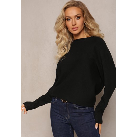 Czarny Sweter z Miękkiej Dzianiny Aldozia ze sklepu Renee odzież w kategorii Swetry damskie - zdjęcie 163597227