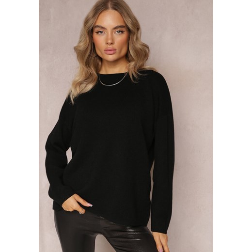 Czarny Sweter o Luźnym Kroju Enian ze sklepu Renee odzież w kategorii Swetry damskie - zdjęcie 163597247