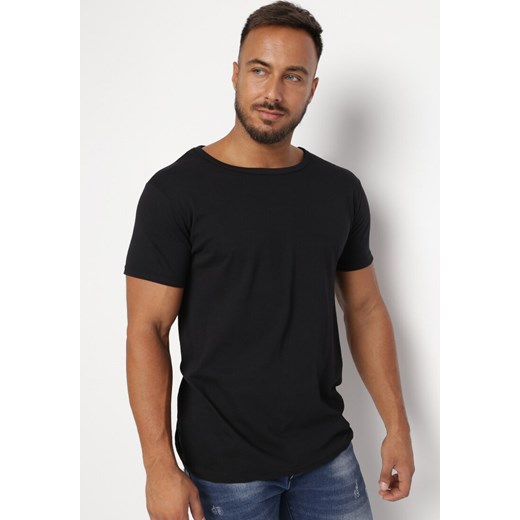 Czarna Gładka Koszulka z Bawełny z Krótkimi Rękawami Madelisa XL promocja Born2be Odzież