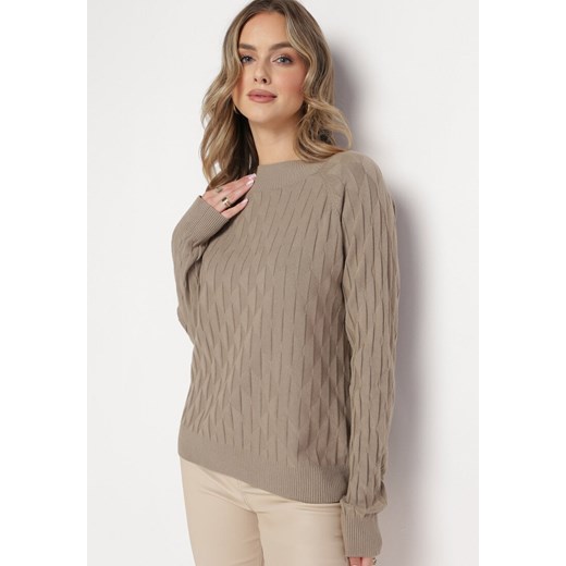 Beżowy Klasyczny Sweter z Półgolfem Nordda ze sklepu Born2be Odzież w kategorii Swetry damskie - zdjęcie 163597627