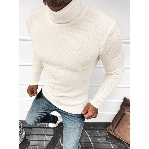 Sweter męski golf ecru OZONEE L/1596 Ozonee M ozonee.pl