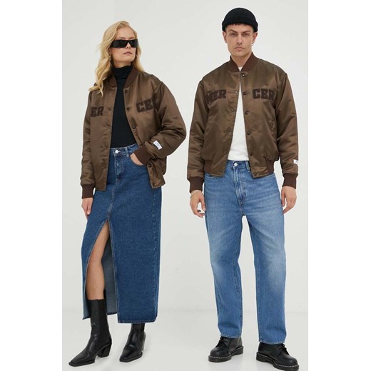 The Mercer Brand kurtka bomber kolor brązowy przejściowa oversize ze sklepu ANSWEAR.com w kategorii Kurtki męskie - zdjęcie 163601357