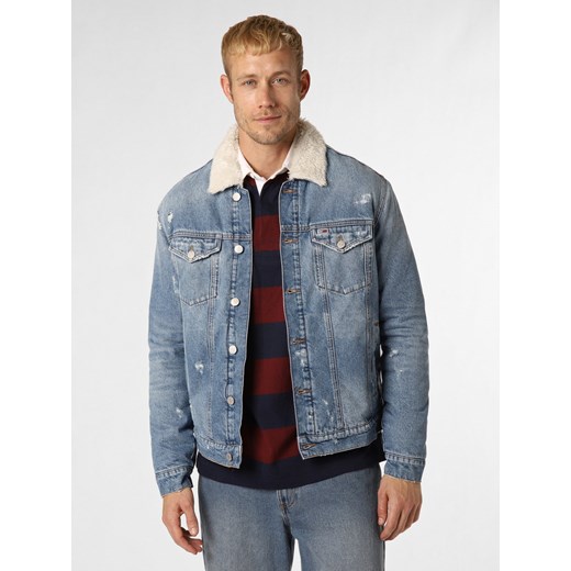 Tommy Jeans Męska kurtka jeansowa Mężczyźni Bawełna medium stone jednolity ze sklepu vangraaf w kategorii Kurtki męskie - zdjęcie 163601579