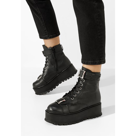 Czarne botki na platformie Astrid ze sklepu Zapatos w kategorii Workery damskie - zdjęcie 163602615