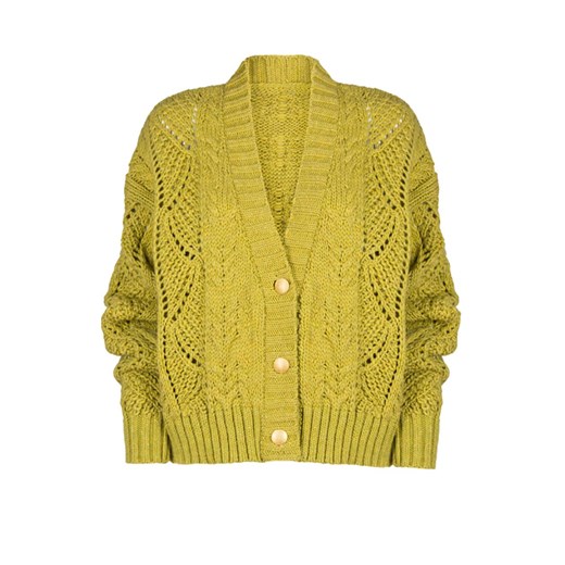 Krótki zapinany sweter w kolorze limonkowym Karmen, Kolor limonka, Rozmiar Oversize, KAMEA ze sklepu Primodo w kategorii Swetry damskie - zdjęcie 163614279
