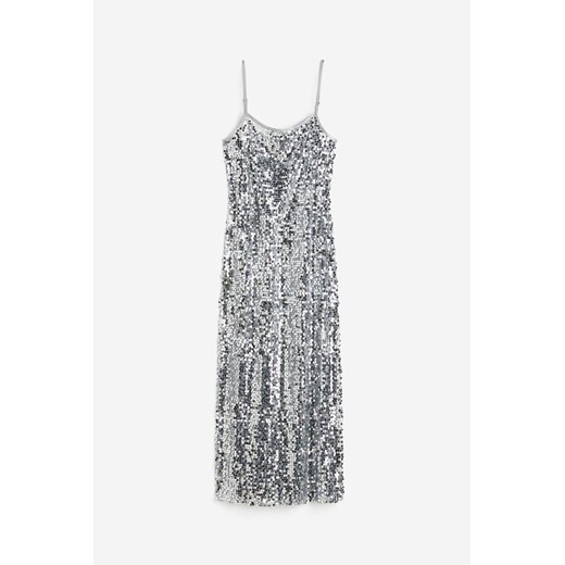 H & M - Cekinowa sukienka na ramiączkach - Szary H & M XXS H&M