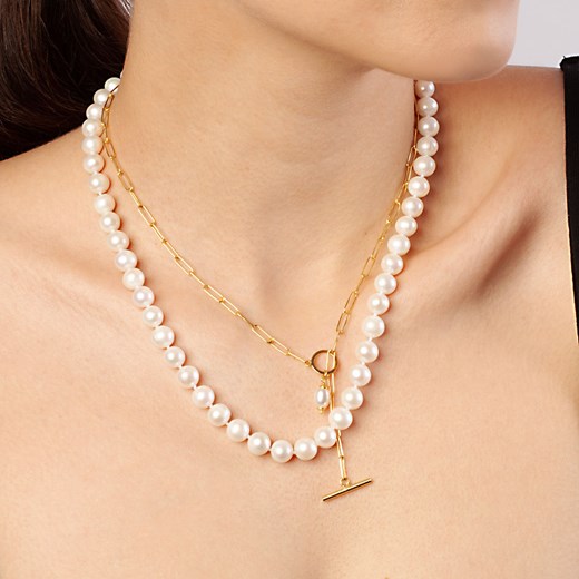 Naszyjnik srebrny pozłacany z perłą - Pearls One Size YES.pl