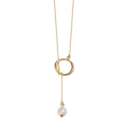 Naszyjnik srebrny pozłacany z perłami - koło - Pearls ze sklepu YES.pl w kategorii Naszyjniki - zdjęcie 163622517