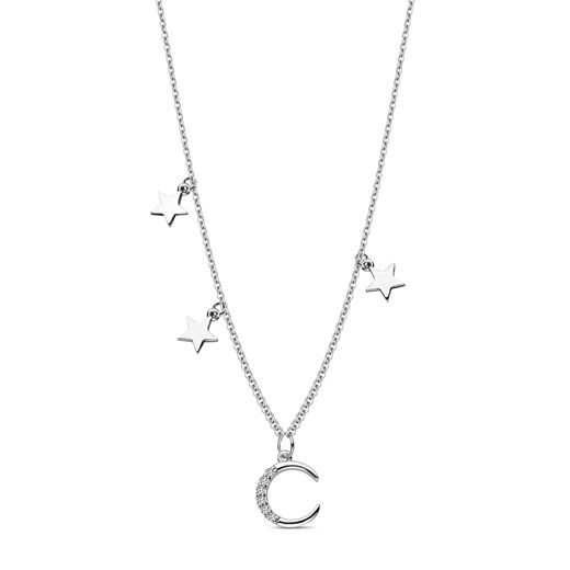 Naszyjnik srebrny z cyrkoniami - księżyc - Night Sky ze sklepu YES.pl w kategorii Naszyjniki - zdjęcie 163622608