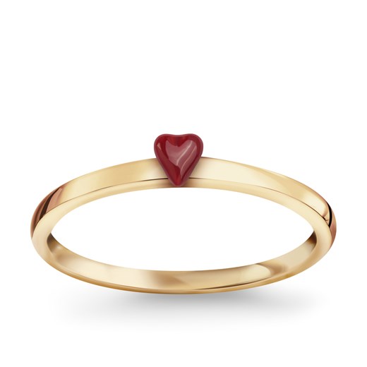 Pierścionek srebrny pozłacany pokryty czerwoną emalią - serce - Queen of Hearts ze sklepu YES.pl w kategorii Pierścionki - zdjęcie 163622698