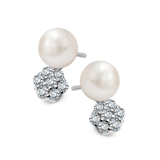 Kolczyki srebrne z cyrkoniami i perłami - Pearls ze sklepu YES.pl w kategorii Kolczyki - zdjęcie 163622828