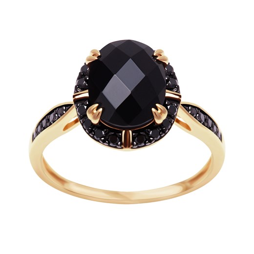Pierścionek złoty z onyksem i  czarnymi diamentami - Midnight ze sklepu YES.pl w kategorii Pierścionki - zdjęcie 163623565