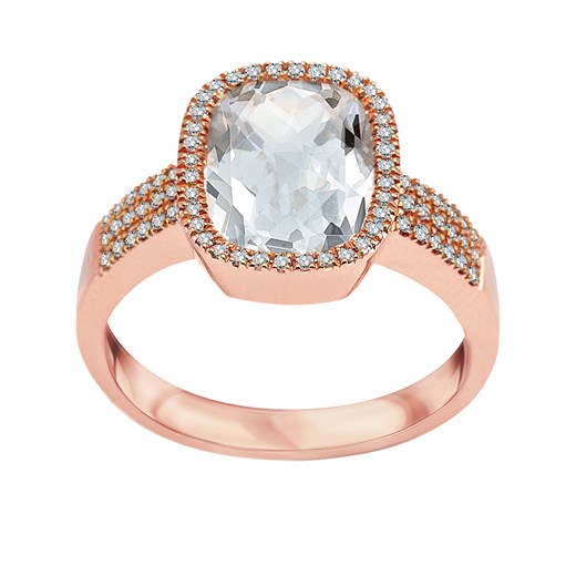 Pierścionek z różowego złota z topazem i diamentami - Daylight ze sklepu YES.pl w kategorii Pierścionki - zdjęcie 163623776