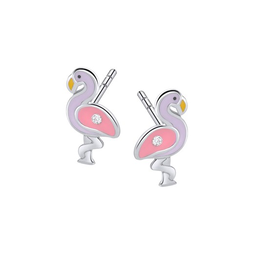 Kolczyki srebrne pokryte kolorową emalią z cyrkoniami - flamingi - Mini ze sklepu YES.pl w kategorii Kolczyki - zdjęcie 163625376