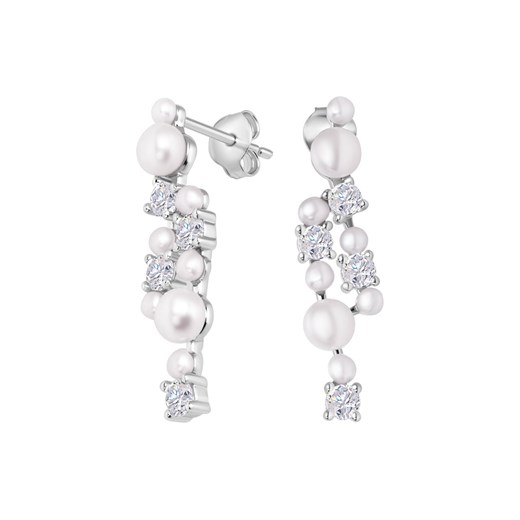 Kolczyki srebrne z perłami i cyrkoniami - Pearls of Sky ze sklepu YES.pl w kategorii Kolczyki - zdjęcie 163625725