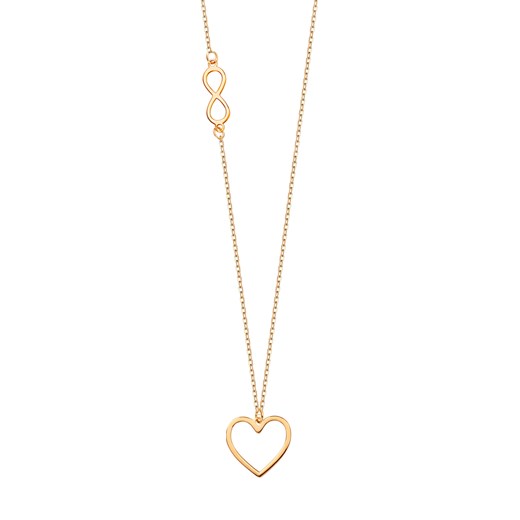 Naszyjnik srebrny pozłacany - serce - Love ze sklepu YES.pl w kategorii Naszyjniki - zdjęcie 163626105