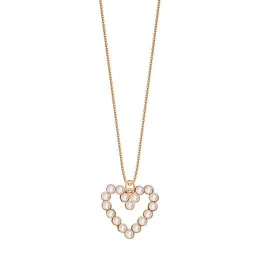 Naszyjnik srebrny pozłacany z perłami - serce - Promise ze sklepu YES.pl w kategorii Naszyjniki - zdjęcie 163626248