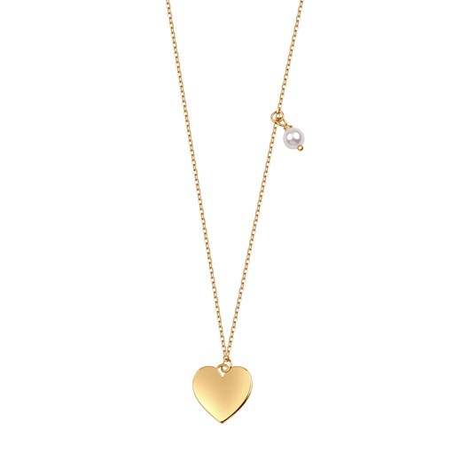 Naszyjnik srebrny pozłacany ze szkłem - serce - Love ze sklepu YES.pl w kategorii Naszyjniki - zdjęcie 163626267