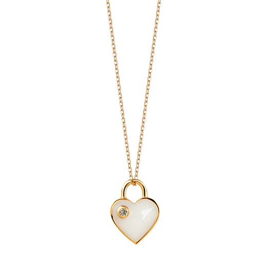 Naszyjnik złoty z ceramiką i diamentem - serce ze sklepu YES.pl w kategorii Naszyjniki - zdjęcie 163626378