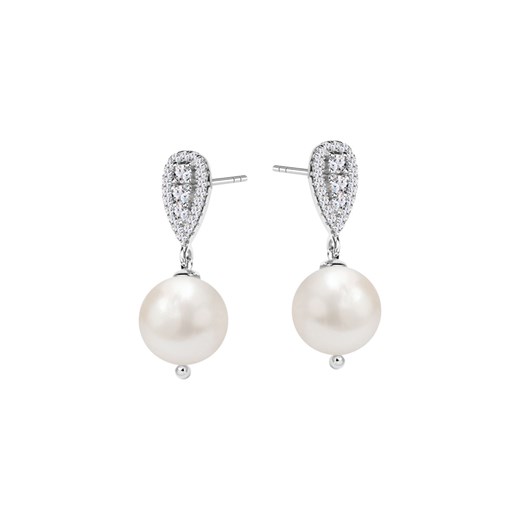 Kolczyki srebrne z perłami i cyrkoniami - Pearls of Sky ze sklepu YES.pl w kategorii Kolczyki - zdjęcie 163626616