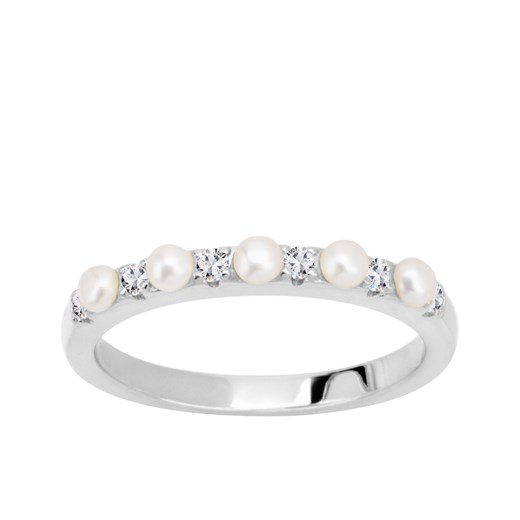 Pierścionek srebrny z perłami i cyrkoniami - Pearls of Sky ze sklepu YES.pl w kategorii Pierścionki - zdjęcie 163627056