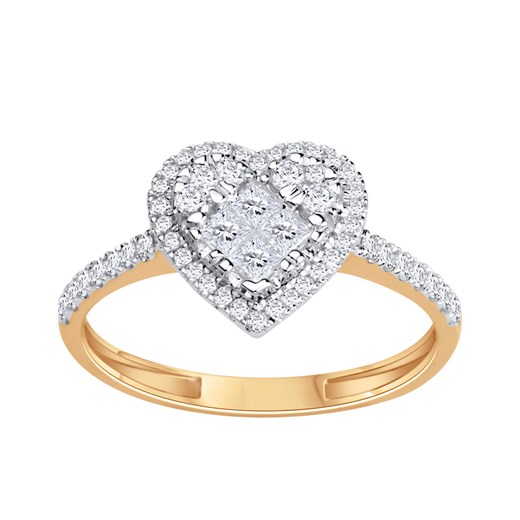 Pierścionek złoty z diamentami - serce ze sklepu YES.pl w kategorii Pierścionki - zdjęcie 163627468