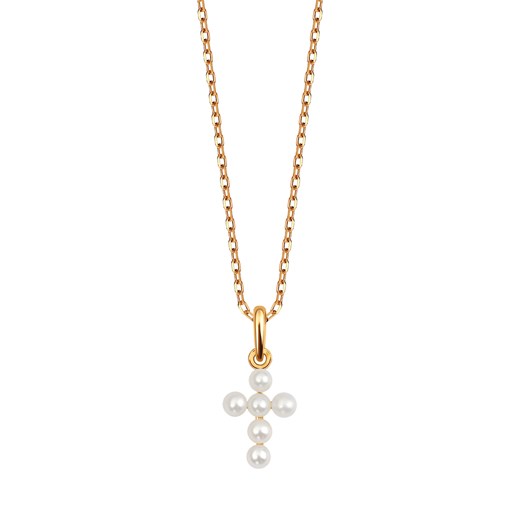 Zawieszka złota z perłami - krzyżyk - Pearls ze sklepu YES.pl w kategorii Zawieszki - zdjęcie 163627897
