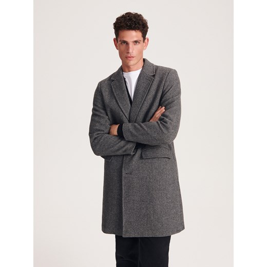 Reserved - Wełniany płaszcz jednorzędowy - wielobarwny Reserved S Reserved