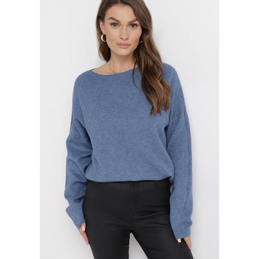 Niebieski Luźny Sweter z Miękkiej Dzianiny Felilai ze sklepu Born2be Odzież w kategorii Swetry damskie - zdjęcie 163632689