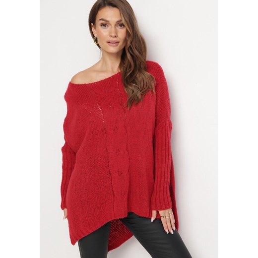 Czerwony Sweter Wełniany Oversize Cordrei ze sklepu Born2be Odzież w kategorii Swetry damskie - zdjęcie 163632809
