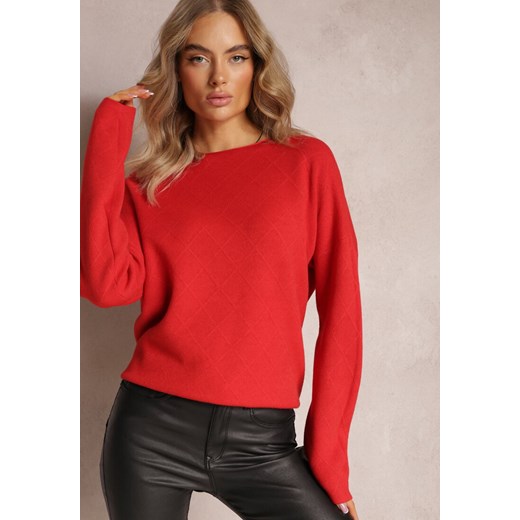 Czerwony Sweter o Luźnym Kroju Enian ze sklepu Renee odzież w kategorii Swetry damskie - zdjęcie 163633088