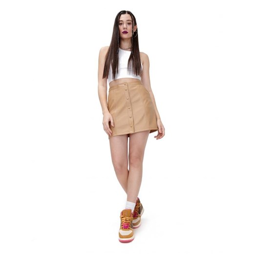 Cropp - Spódniczka z imitacji skóry - kremowy Cropp XL okazyjna cena Cropp