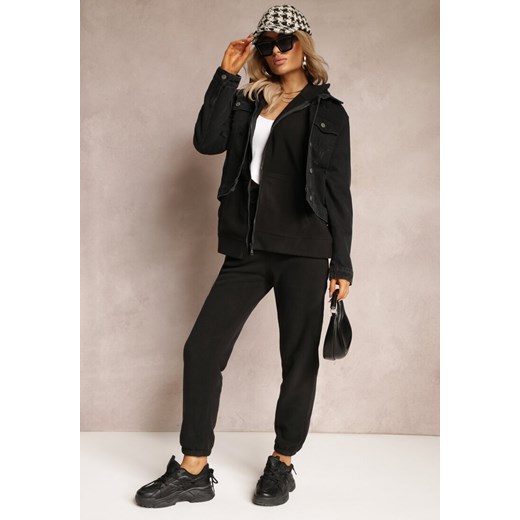 Czarny Komplet Dresowy 2-częściowy z Bluzą i Spodniami Bennila ze sklepu Renee odzież w kategorii Dresy damskie - zdjęcie 163638845