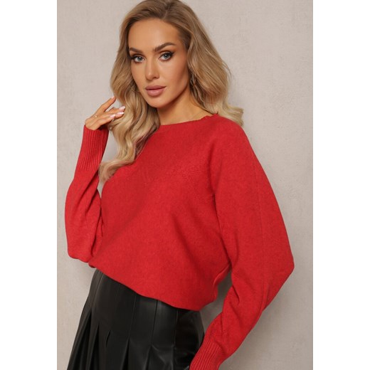 Czerwony Sweter z Miękkiej Dzianiny Aldozia ze sklepu Renee odzież w kategorii Swetry damskie - zdjęcie 163639037