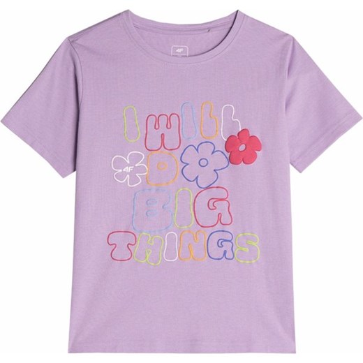 Koszulka dziewczęca 4FJAW23TTSHF0821 4F ze sklepu SPORT-SHOP.pl w kategorii Bluzki dziewczęce - zdjęcie 163639385