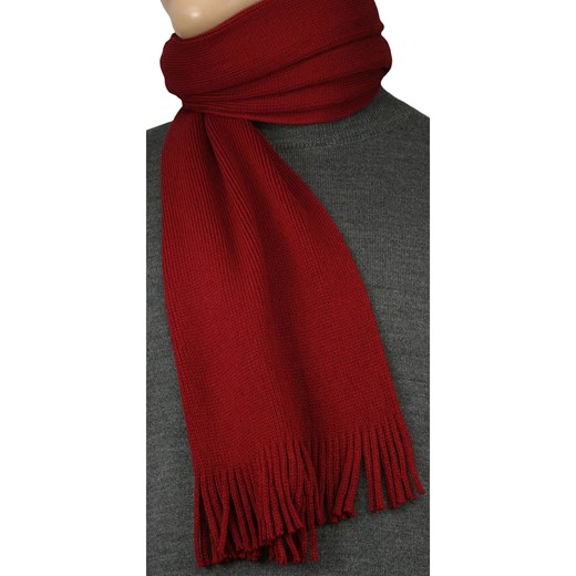 Szalik Wełniany Dziergany Czerwony, Ciepły z Frędzlami -V. FRAAS SZAWLN1271 V. Fraas JegoSzafa.pl