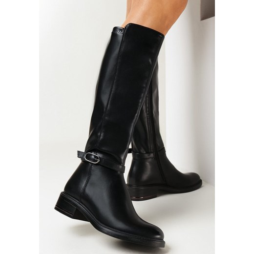 Czarne Kozaki Muszkieterki z Delikatną Klamrą Phaeia 36 born2be.pl okazyjna cena