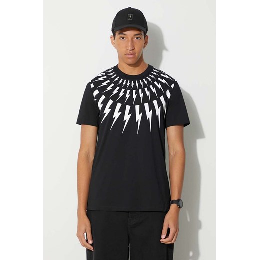 Neil Barett t-shirt bawełniany FAIRISLE THUNDERBOLT męski kolor czarny z nadrukiem PBJT007S.V501S.524 ze sklepu PRM w kategorii T-shirty męskie - zdjęcie 163647195