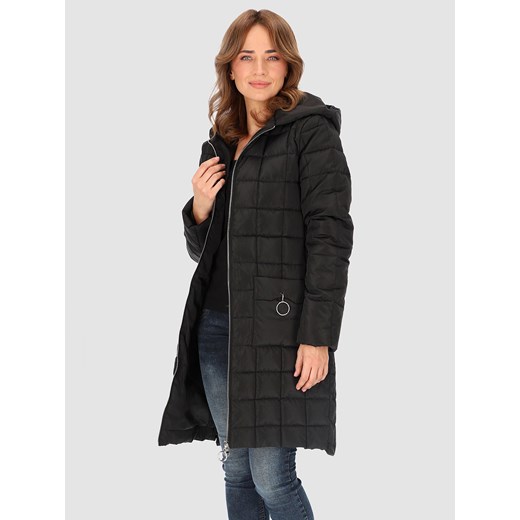 Czarna kurtka pikowana w kwadraty Perso ze sklepu Eye For Fashion w kategorii Płaszcze damskie - zdjęcie 163649967