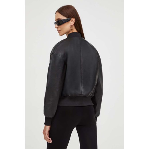 Trussardi kurtka bomber skórzana damska kolor czarny przejściowa Trussardi 34 ANSWEAR.com