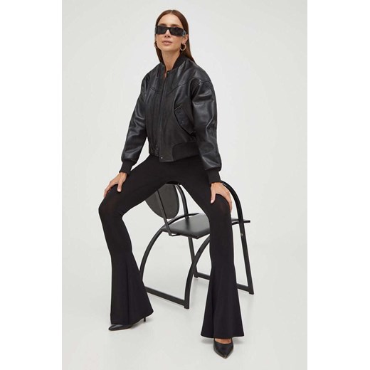 Trussardi kurtka bomber skórzana damska kolor czarny przejściowa Trussardi 38 ANSWEAR.com
