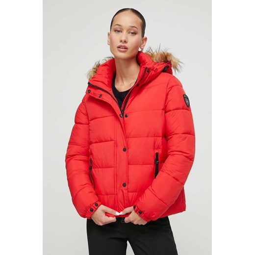 Superdry kurtka damska kolor czerwony zimowa ze sklepu ANSWEAR.com w kategorii Kurtki damskie - zdjęcie 163652705