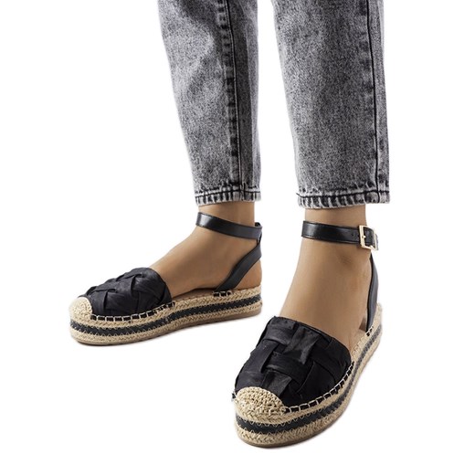 Czarne espadryle na platformie Lafrenière 39 ButyModne.pl