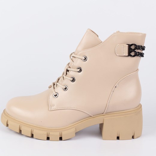 Beżowe zimowe botki damskie na traperze M.DASZYŃSKI 2038-43 36 suzana.pl