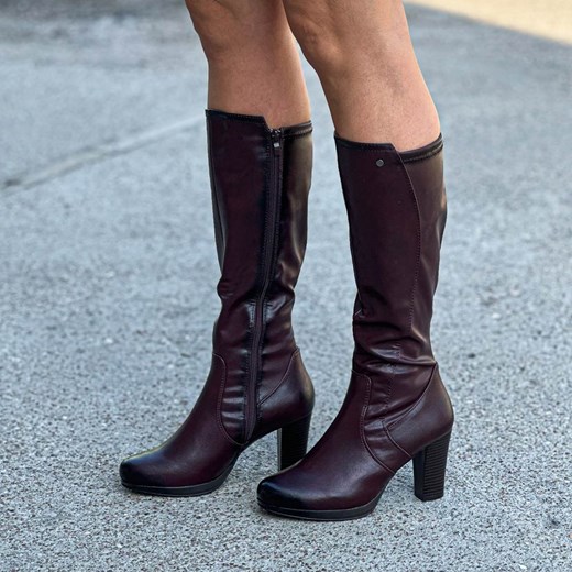 Kozaki damskie Daszyński eleganckie na zamek z cholewką przed kolano 