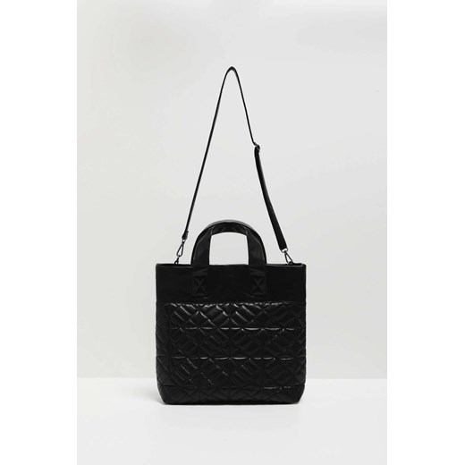 Pikowana torba na ramię ze skóry ekologicznej czarna ze sklepu Moodo.pl w kategorii Torby Shopper bag - zdjęcie 163665557