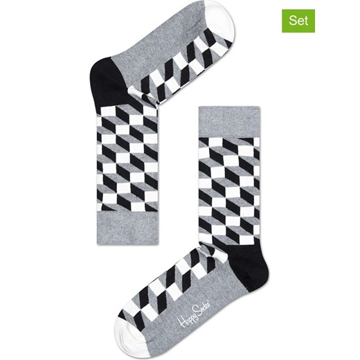 Happy Socks Skarpety (2 pary) w kolorze srebrno-szaro-czarno-białym Happy Socks 36-40 promocyjna cena Limango Polska
