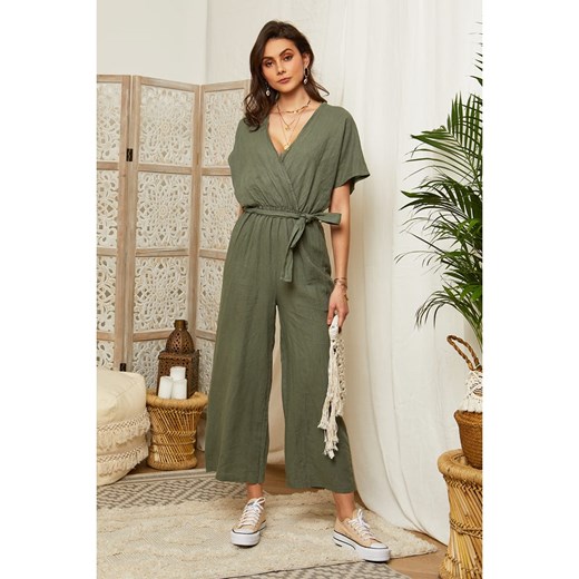 Lin Passion Lniany kombinezon w kolorze khaki Lin Passion 38/40 Limango Polska okazyjna cena