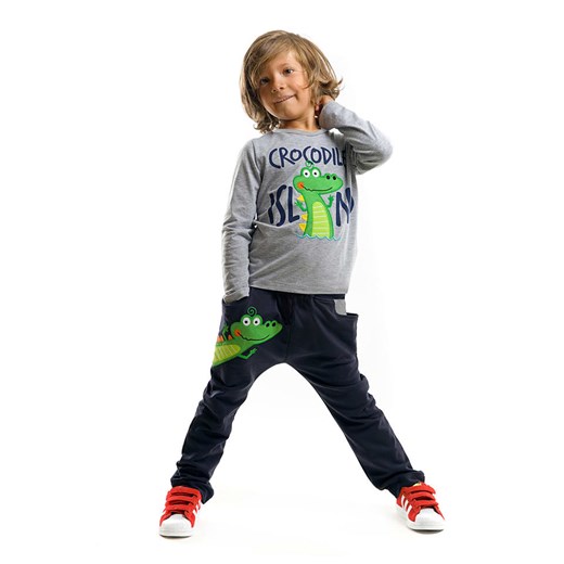 Denokids 2-częściowy zestaw "Croc Island" w kolorze szaro-granatowym - id: 11759778 - marki Denokids - 163673875 Denokids 2-częściowy zestaw "Croc Island" w kolorze szaro-granatowym ze sklepu Limango Polska w kategorii Komplety chłopięce - zdjęcie 163673875